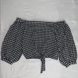Forever 21 Checkered Off The Shoulder Top